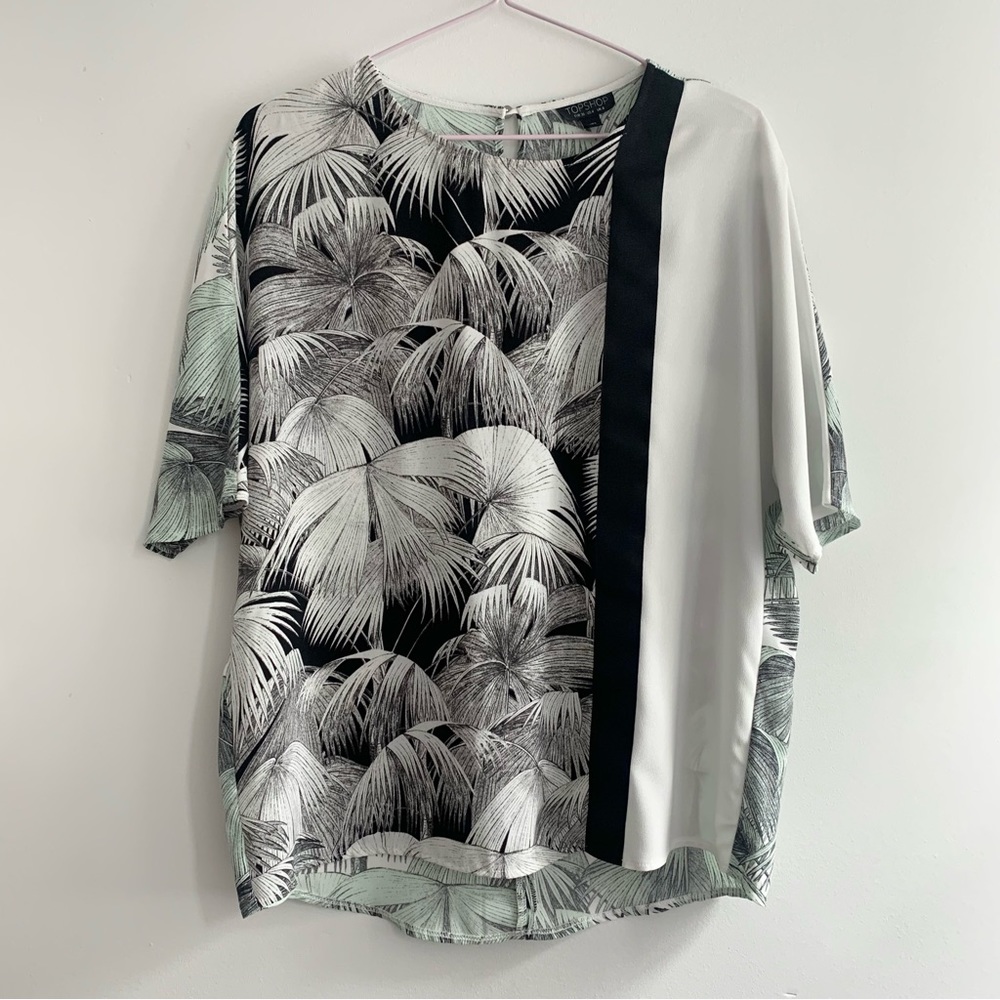 Topshop Palm Tree Print Blouse Top